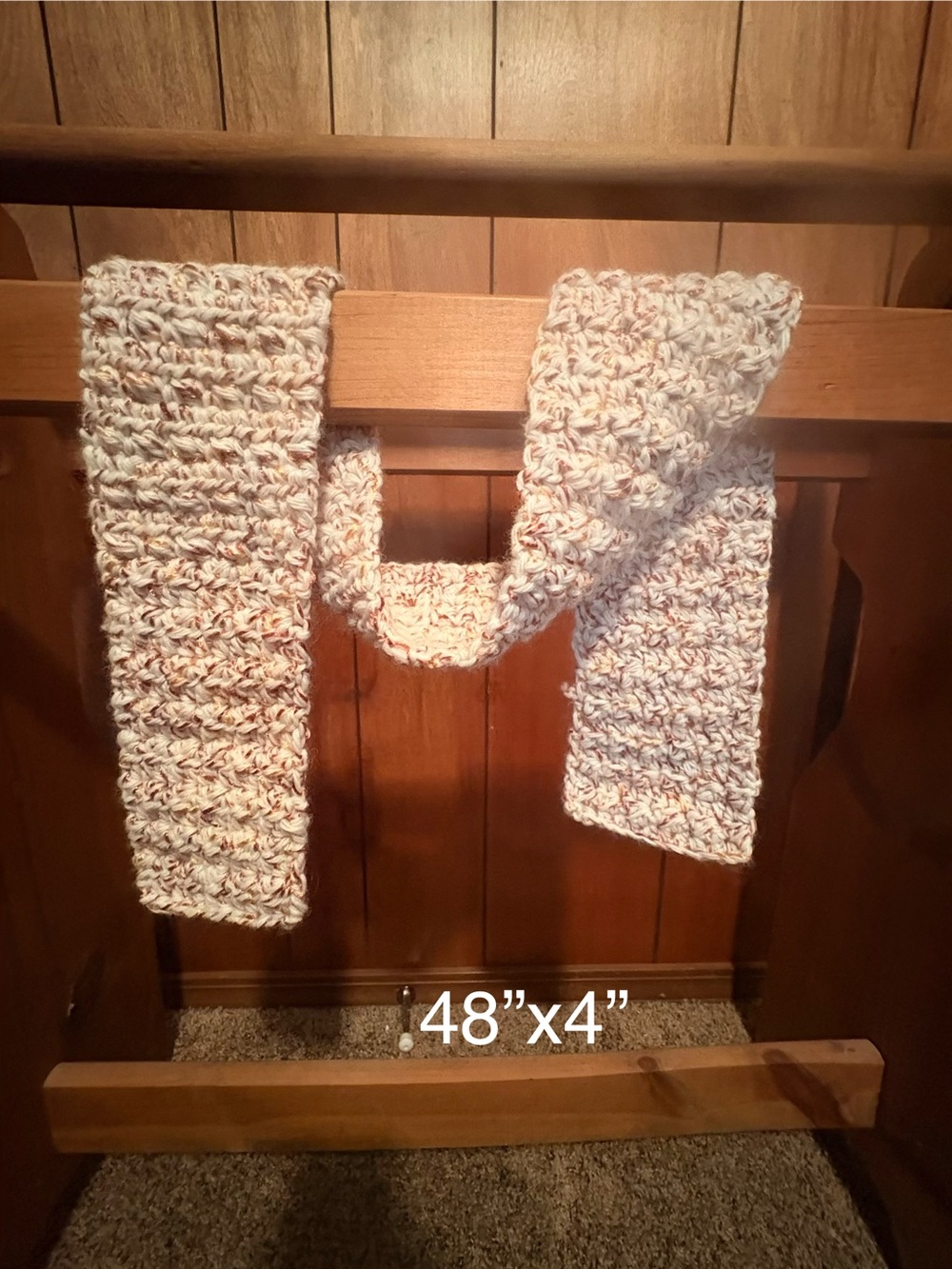 Handmade Chunky Knit Scarf in Cream with Speckled Accents